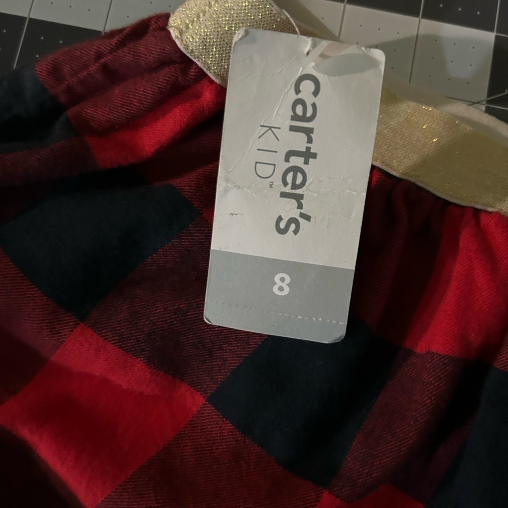 Carter's Red and Black Plaid Skirt with Gold Waistband - Picture 4 of 6
